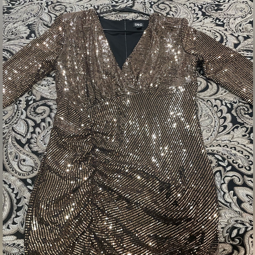 Beautiful Gold Sequin INC Dress